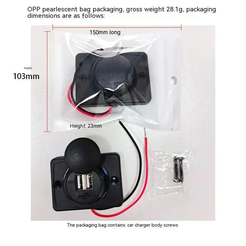 Black car USB charger adapter for 12 volt vehicle installation with 5V 3.1A output