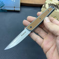 Handmade folding fruit knife with stainless steel blade in black, red, or coffee colour.