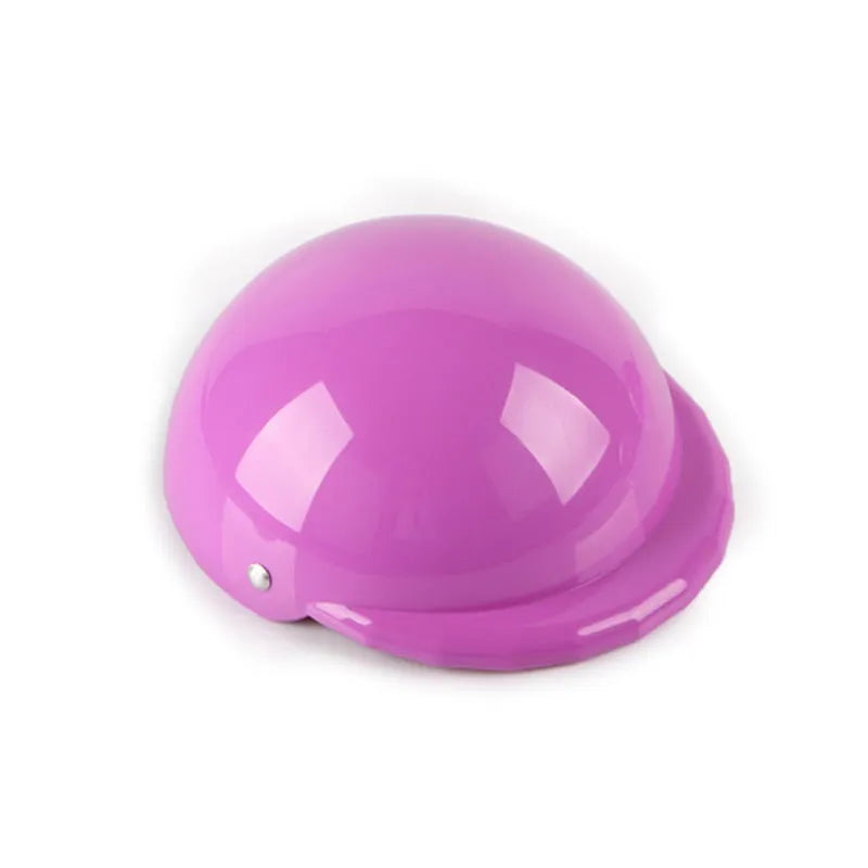 Plastic motorcycle-style cap helmet for a dog, shown in a solid colour with a Japanese aesthetic.