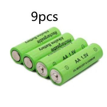 Pack of green alkaline rechargeable AA batteries with 3000mAh capacity and 1000 charge cycles