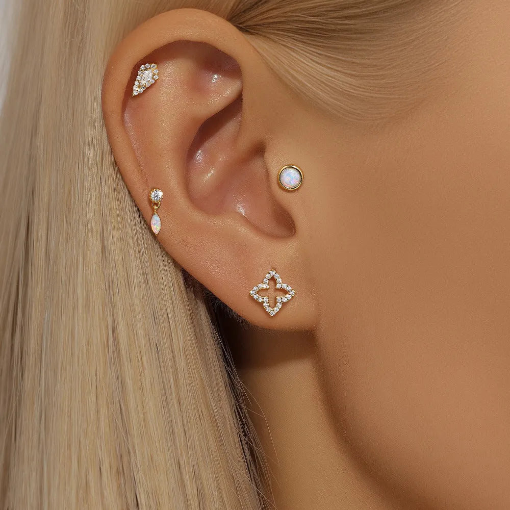 S925 sterling silver flat column ear bone stud in a gold electroplated finish.