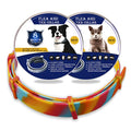 Rainbow coloured plastic flea collar for pets in cat and dog sizes.