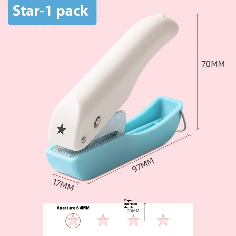 Small hand-held manual embossing punching machine with four pattern options for paper crafts