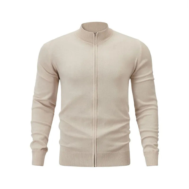 Cotton stand collar zip sports sweater in loose fit Asian sizing