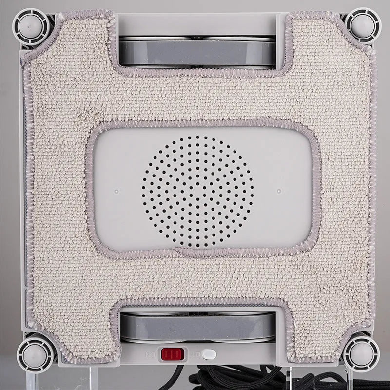 White electric window cleaning robot for high-rise automated glass washing with app control