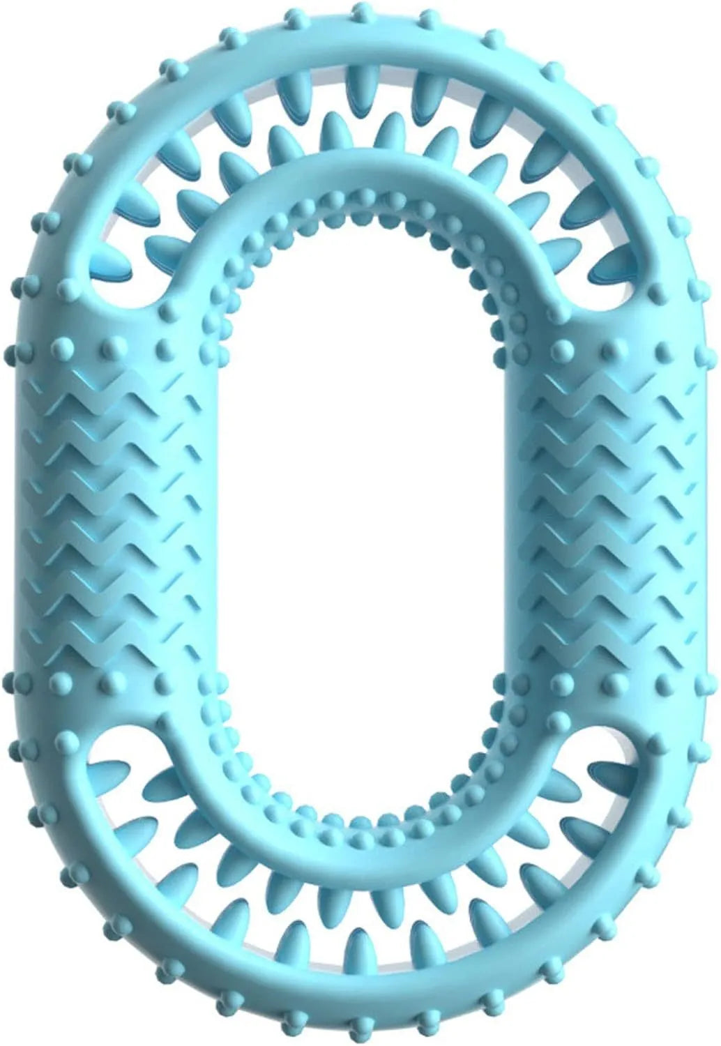 Blue o-ring shaped dog chew toy for aggressive chewers and dental health