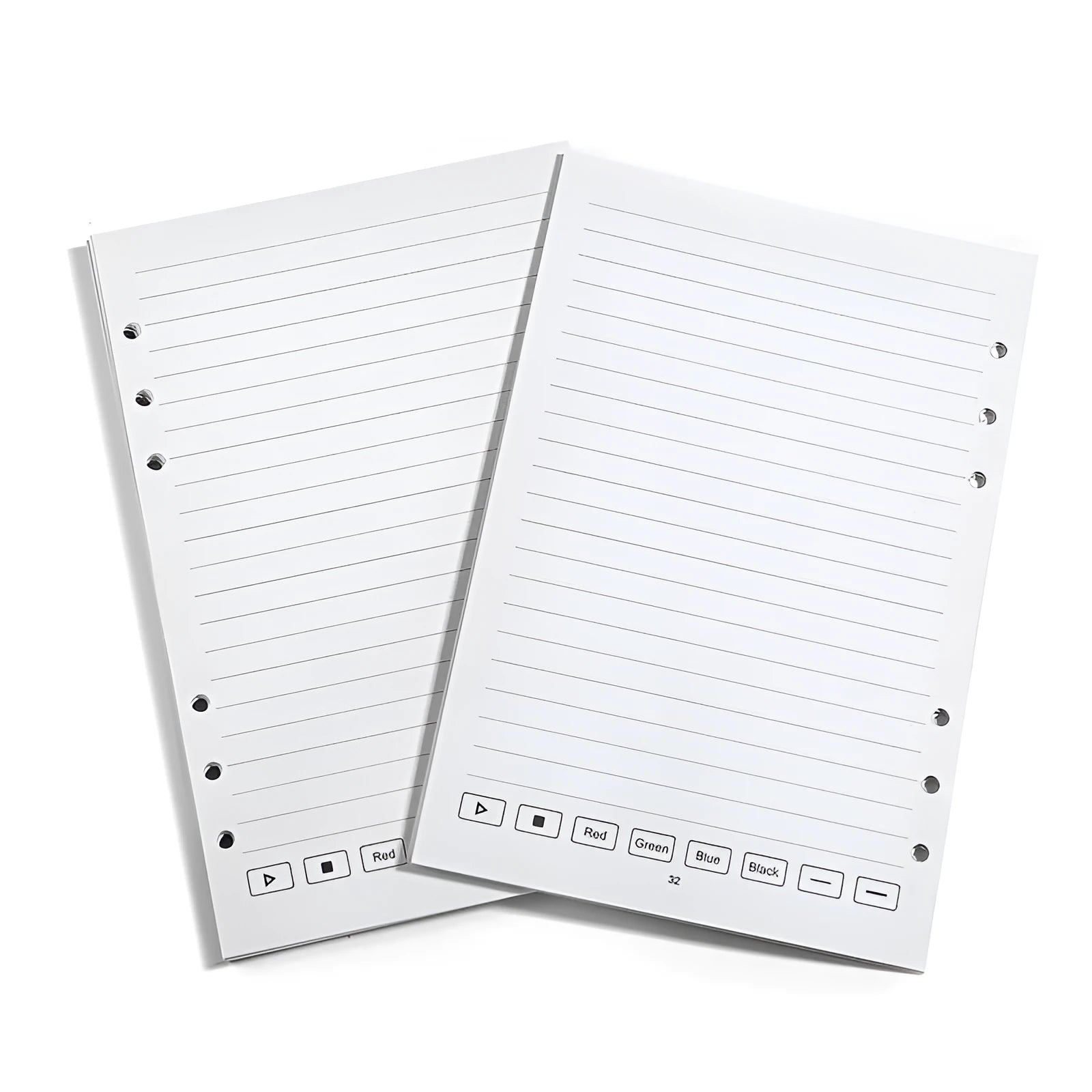 Loose spiral notebook filling paper cores with 64 pages of Zodiac Forest Paper and multiple pen refill types