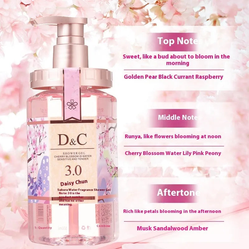 500ml Sakura shampoo bottle that functions as hair conditioner and shower gel with deep cleaning and frizzy hair improvement