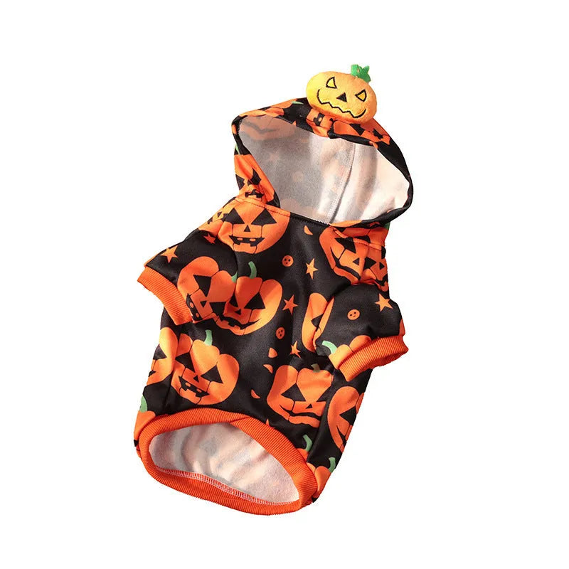 Wansheng orange pumpkin pet sweater for dogs and cats in polyester fabric