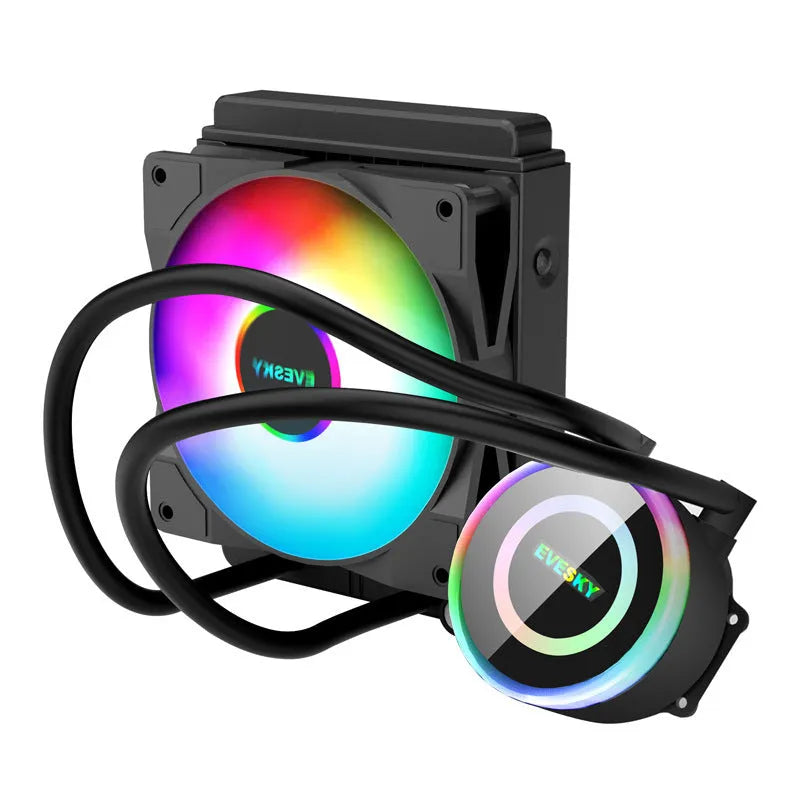 Aluminium CPU radiator fan with RGB lighting for desktop computer cooling