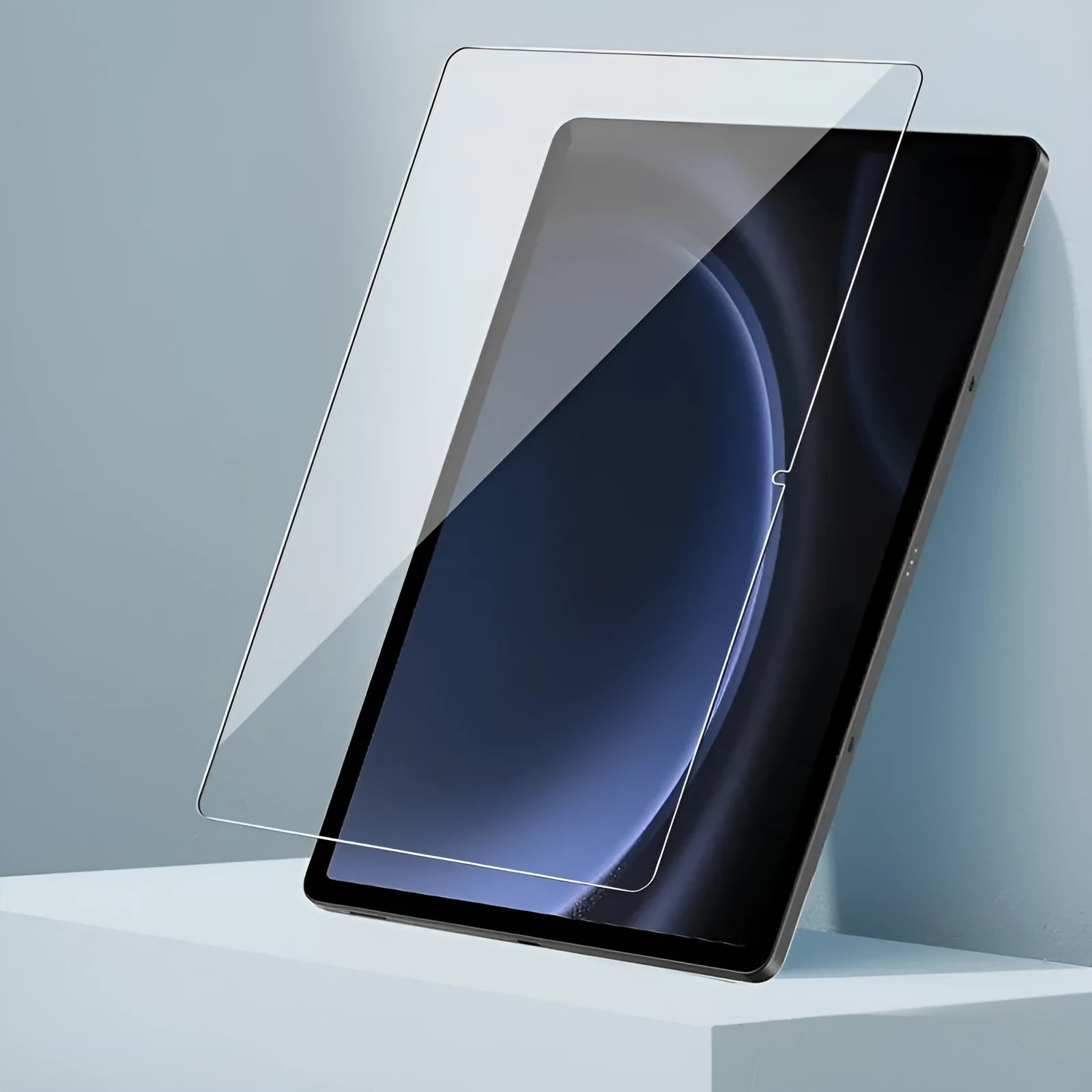 Samsung Galaxy Tab tempered glass screen protector in straight edge and arc edge designs.