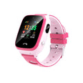 Blue children's smart phone watch with a silicone strap and a square HD touch screen display.