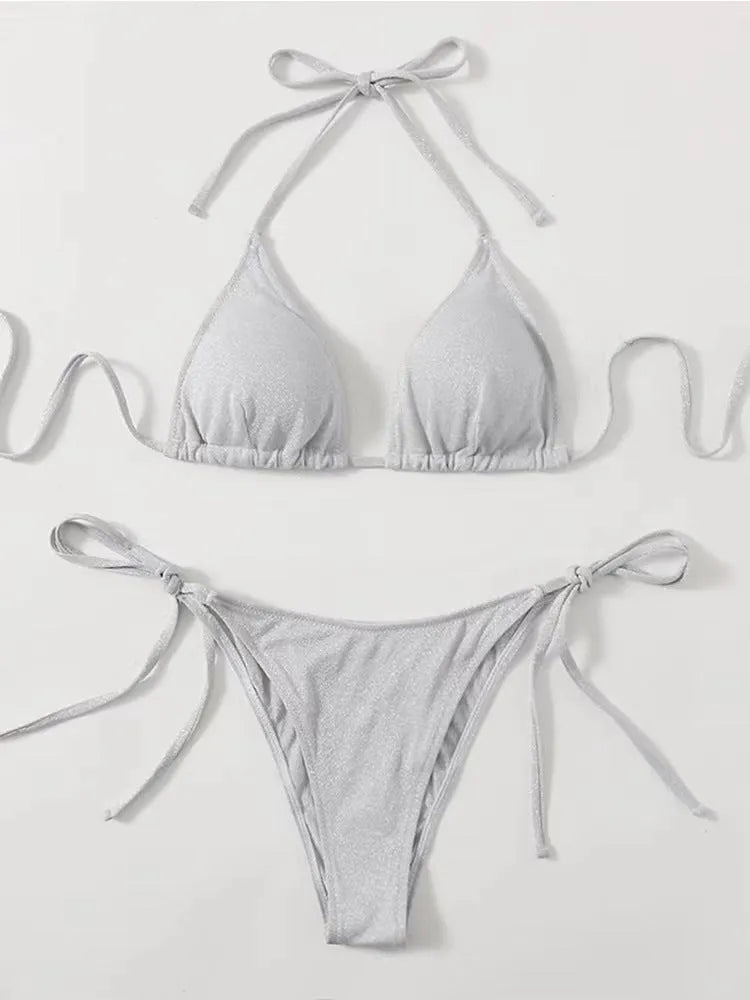 Women's bandage bikini swimsuit in multiple colours with a briefs bottom.