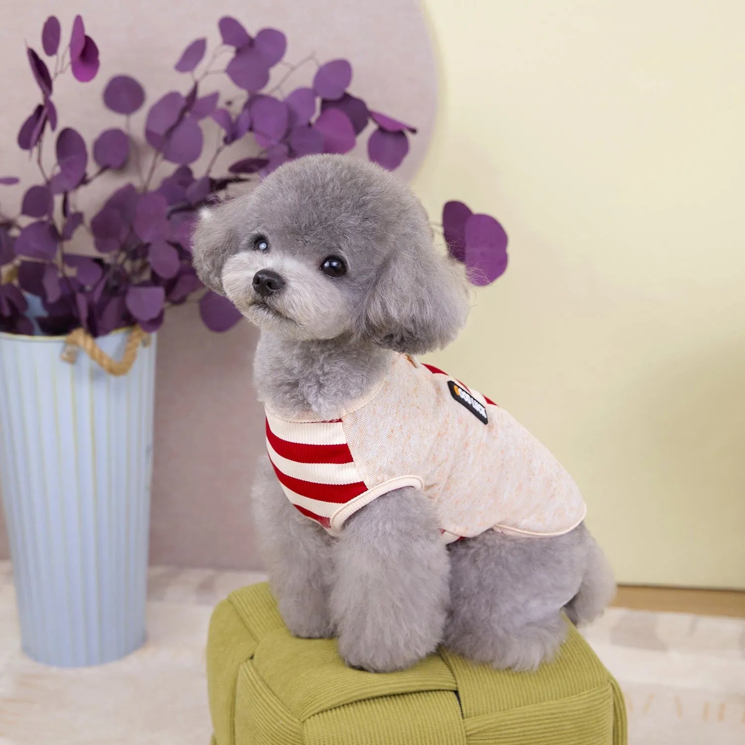 Polyester pet clothing vest in blue, casual style for small to large dogs
