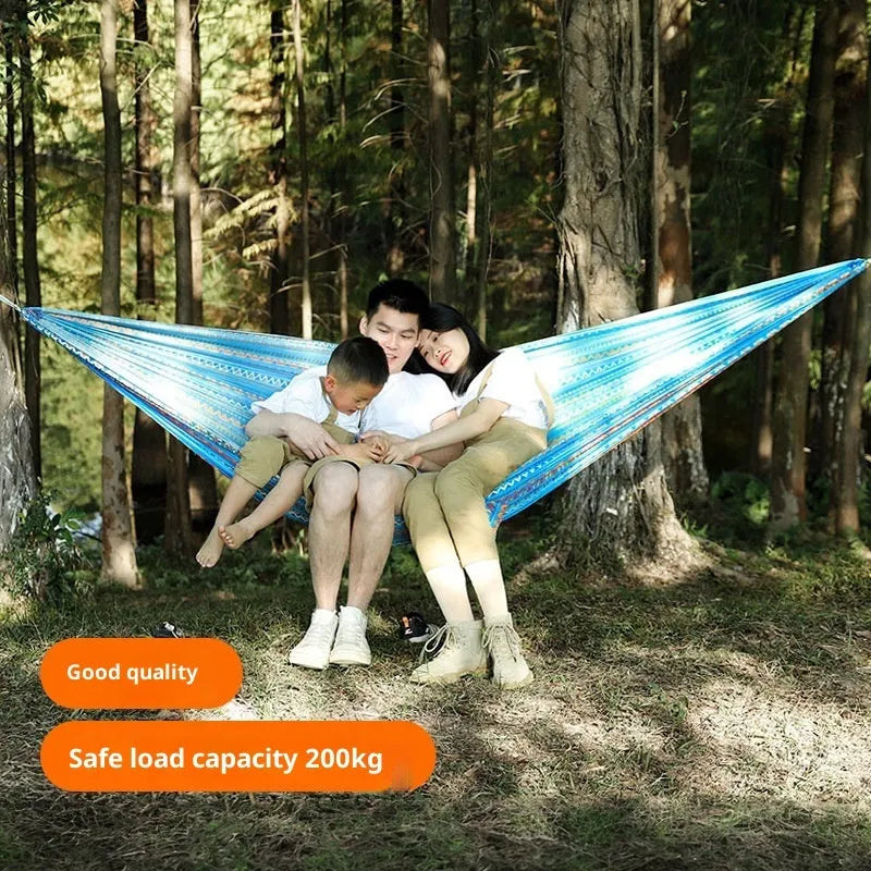 Parachute cloth printing park camping hammock 260x140cm polyester bohemian yellow