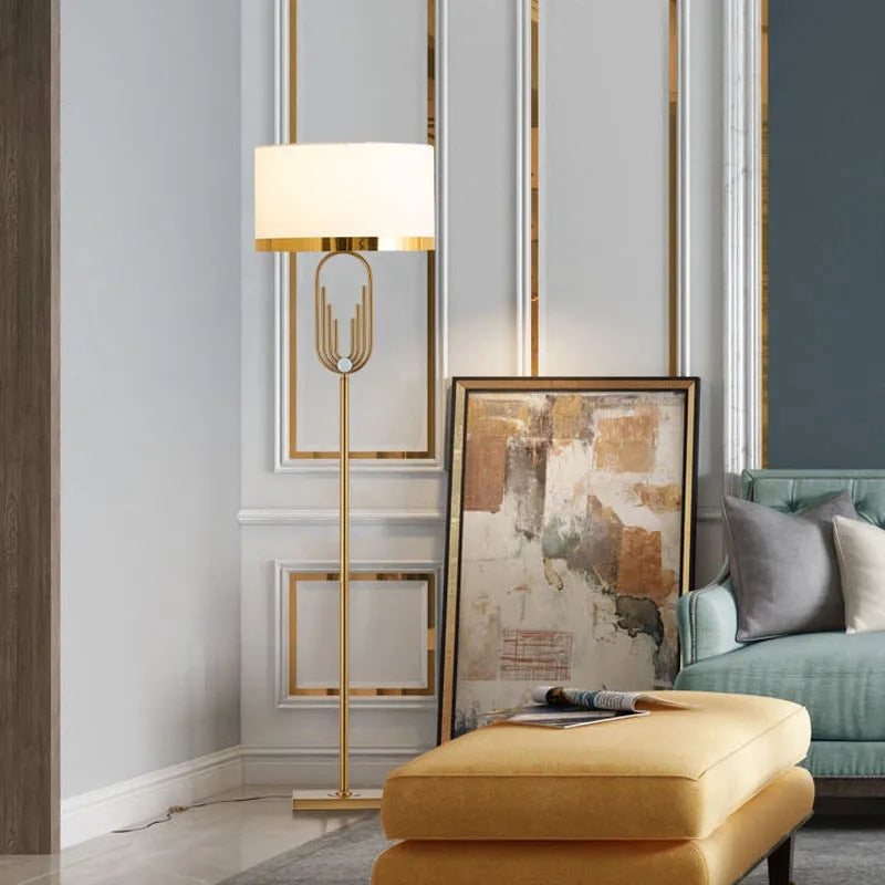 Modern vertical reading desk floor lamp with fabric shade, 165cm height, 42cm diameter, adjustable height, iron body, push button switch