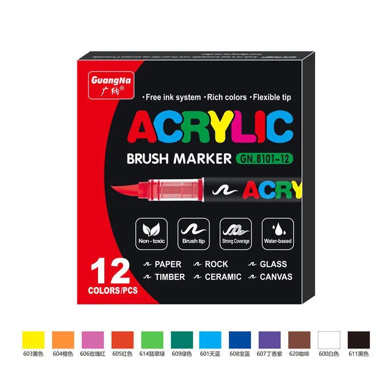 Set of acrylic marker pens in multiple colours for art painting and graffiti projects
