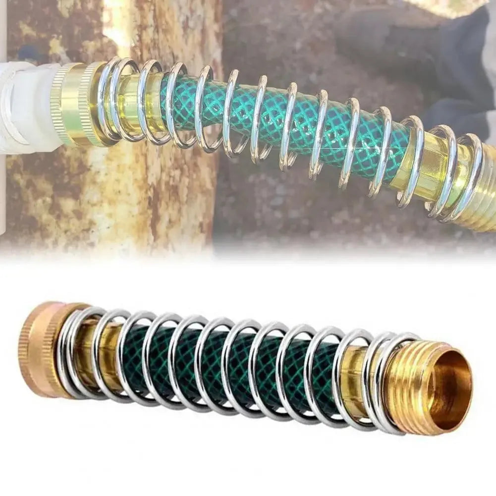 15 cm garden spring hose connector with brass threaded joint and spiral spring for pipe protection