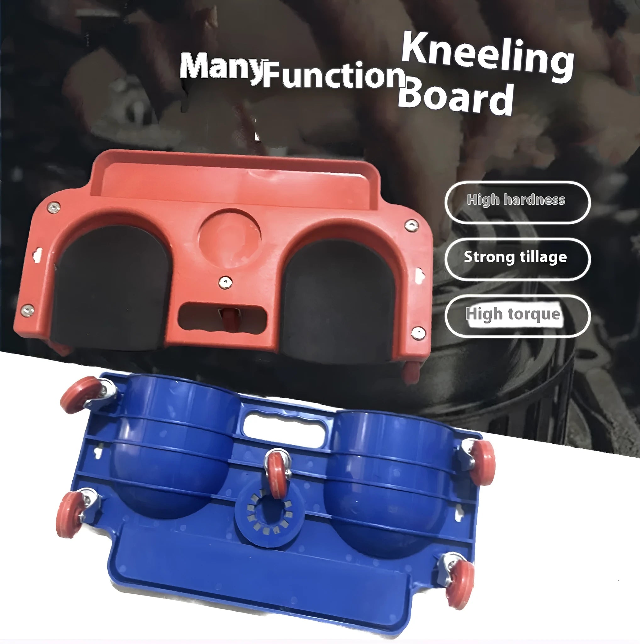 Car repair knee board with universal wheels plastic construction blue option