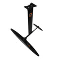 Black carbon fibre racing hydrofoil surfboard with 1051mm front wing, complete set for professional surfing