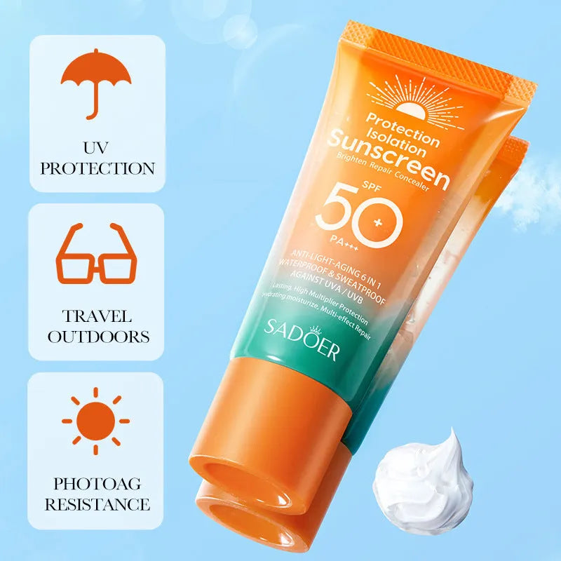 50g double tube multi-effect repair isolation sunscreen for universal skin types