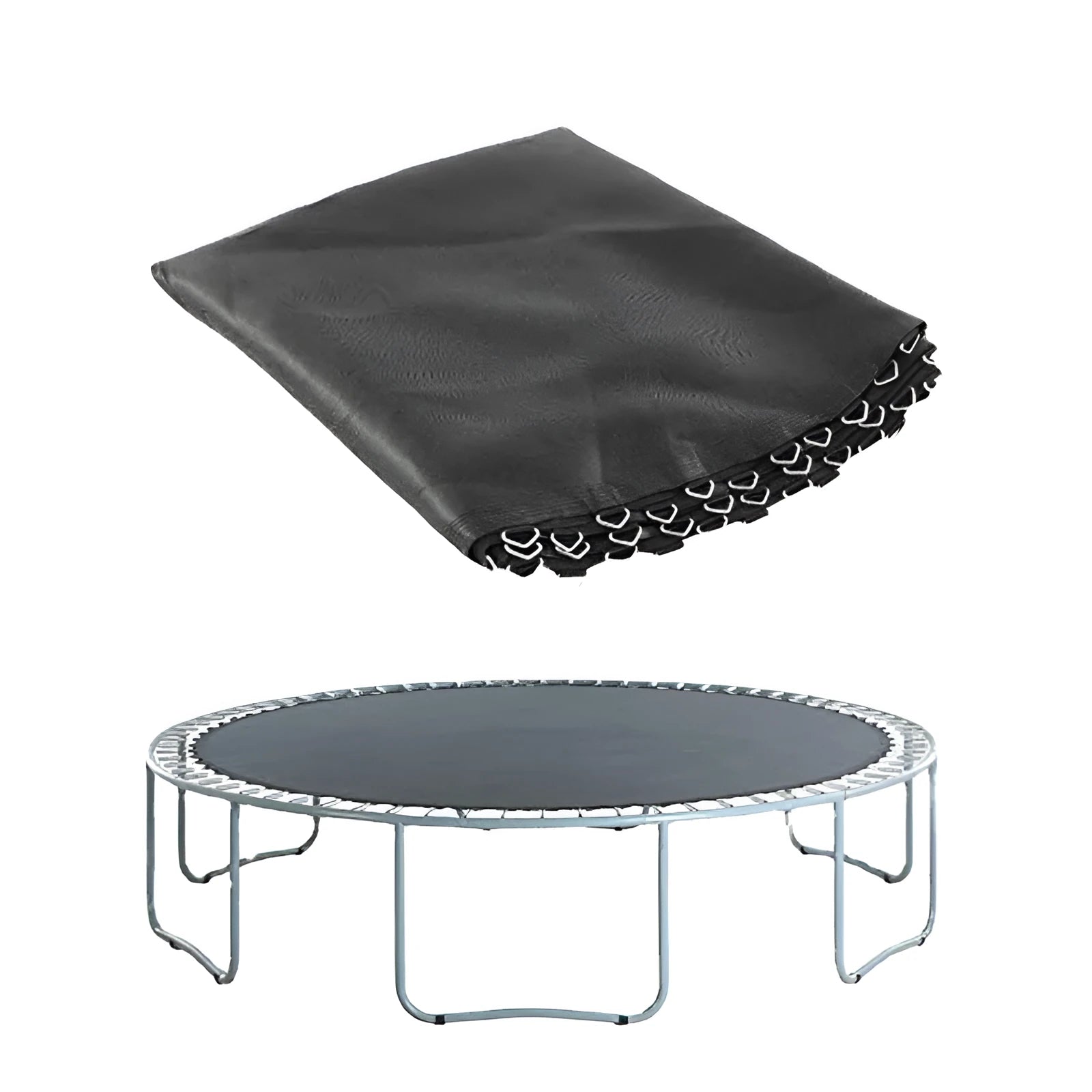 Round polypropylene trampoline elastic fabric bungee cloth with integrated attachment buttons.