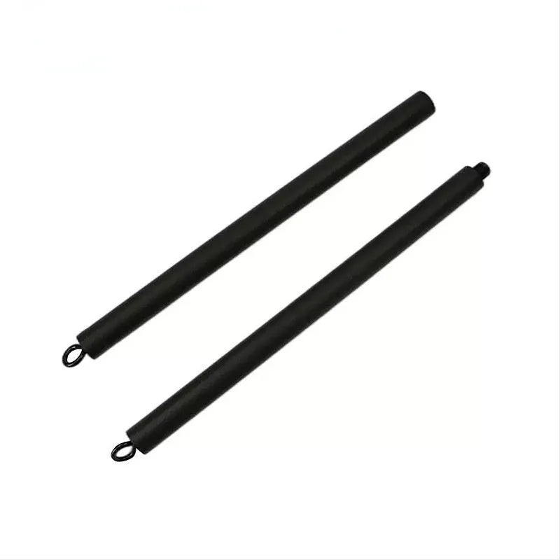 Fitness push and pull rod stick with two segments and a rope for resistance training.