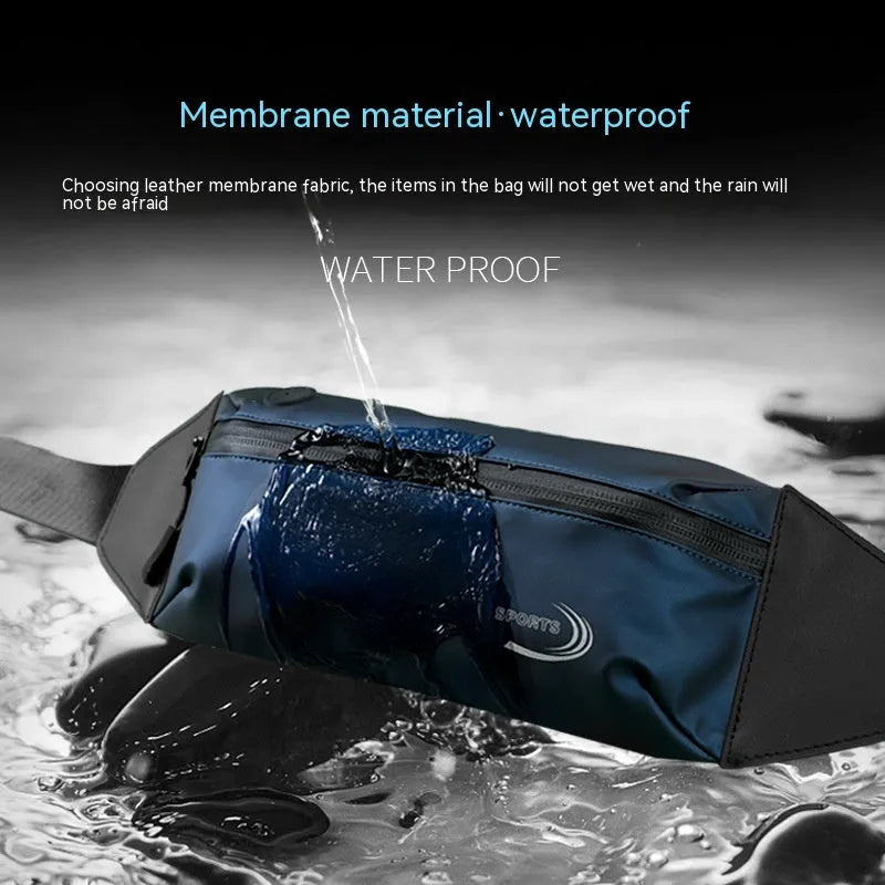 Men's solid colour waterproof polyester sports waist bag shown in grey.