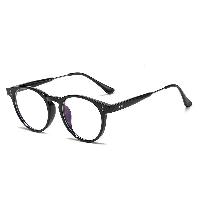 Retro plate full rim myopia glasses with anti-blue light AC lens in metal frame leopard ring colour 9352-C7