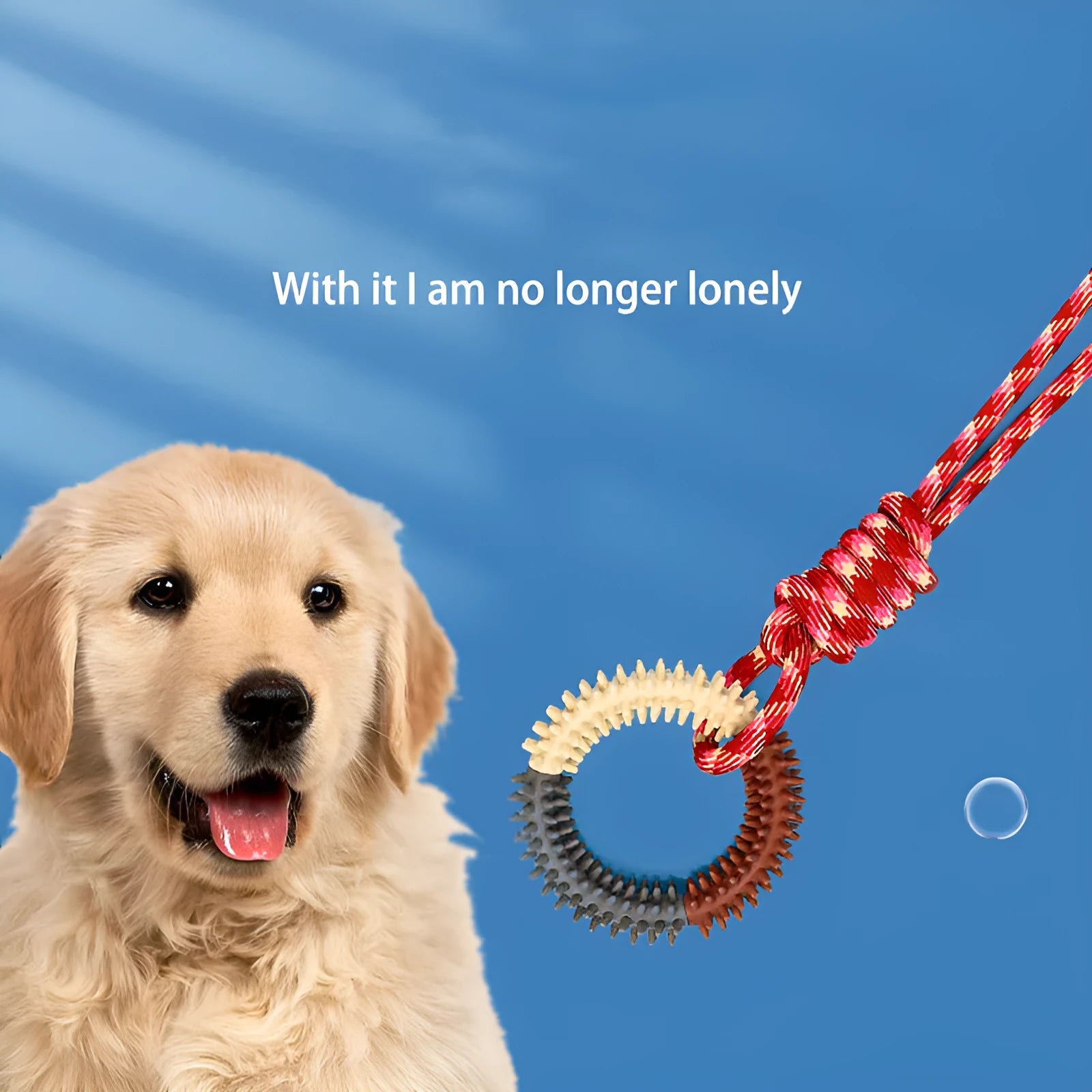 43cm multi-coloured braided rope dog toy with knots for puppy teething relief