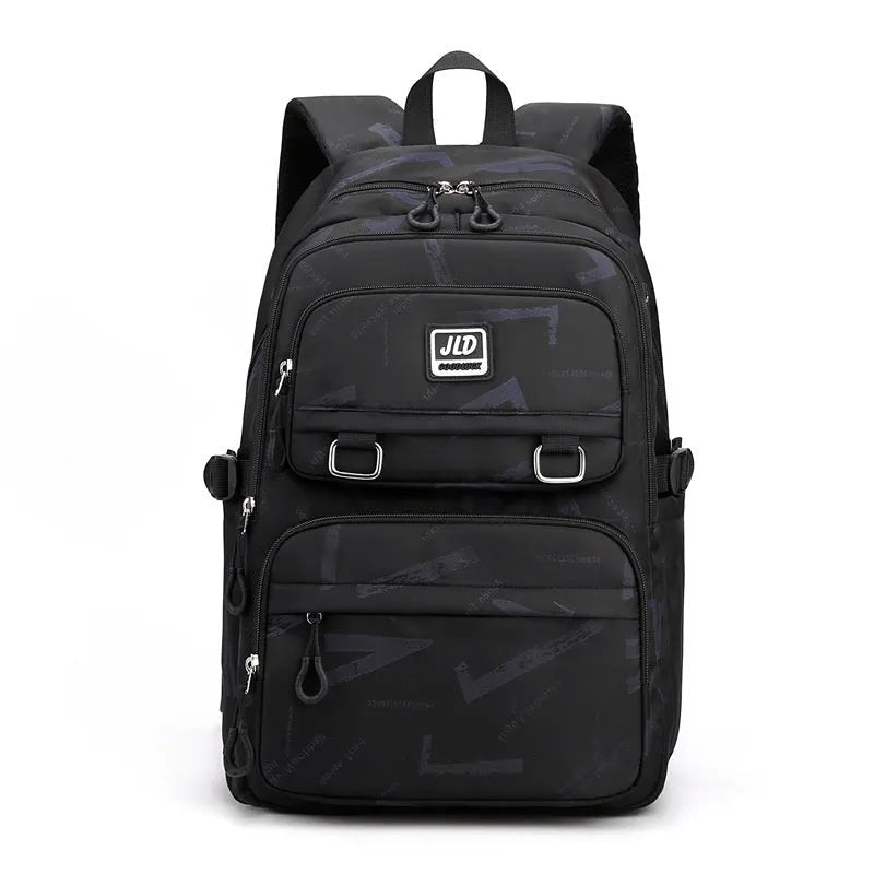 Large capacity nylon school backpack for girls in a choice of colours and patterns, showing ergonomic backplate.