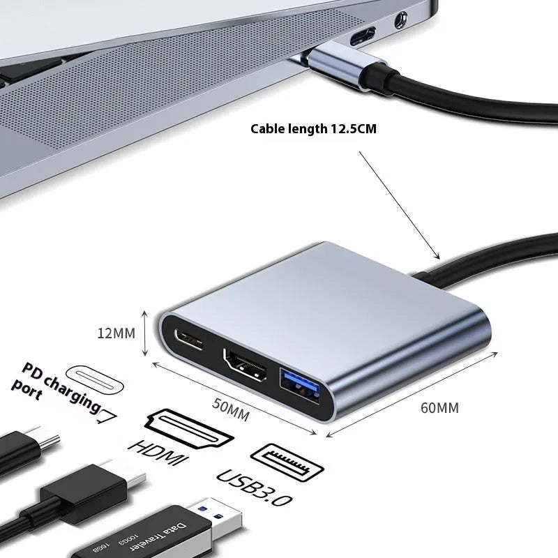 USB-C 7-in-1 expansion dock with HDMI port and USB 3.0 connectors on 15cm cable