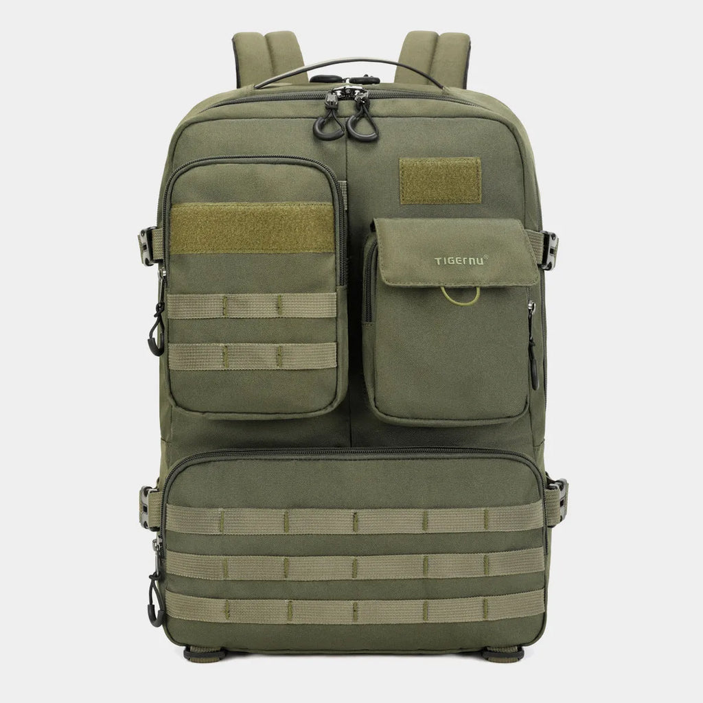 Army Green 17-inch tactical backpack with 20-35 litre capacity for outdoor use