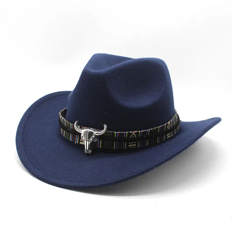 Western cowboy hat with bell crown style in polyester fabric, M size 56-58cm