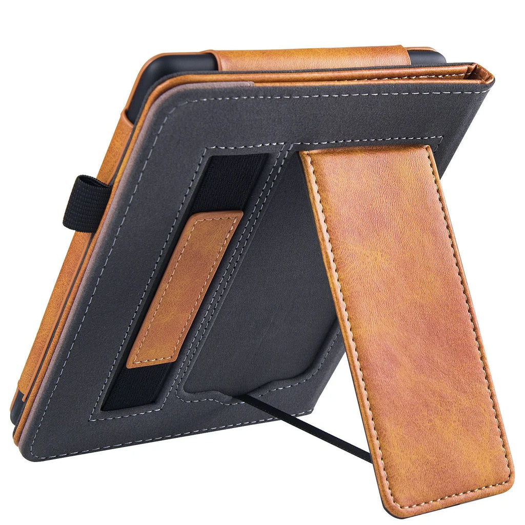 Kindle Paperwhite 5 leather case with integrated wrist strap bracket in multiple colour options