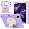 iPad silicone protective case with a rotating bracket strap in rose gold colour