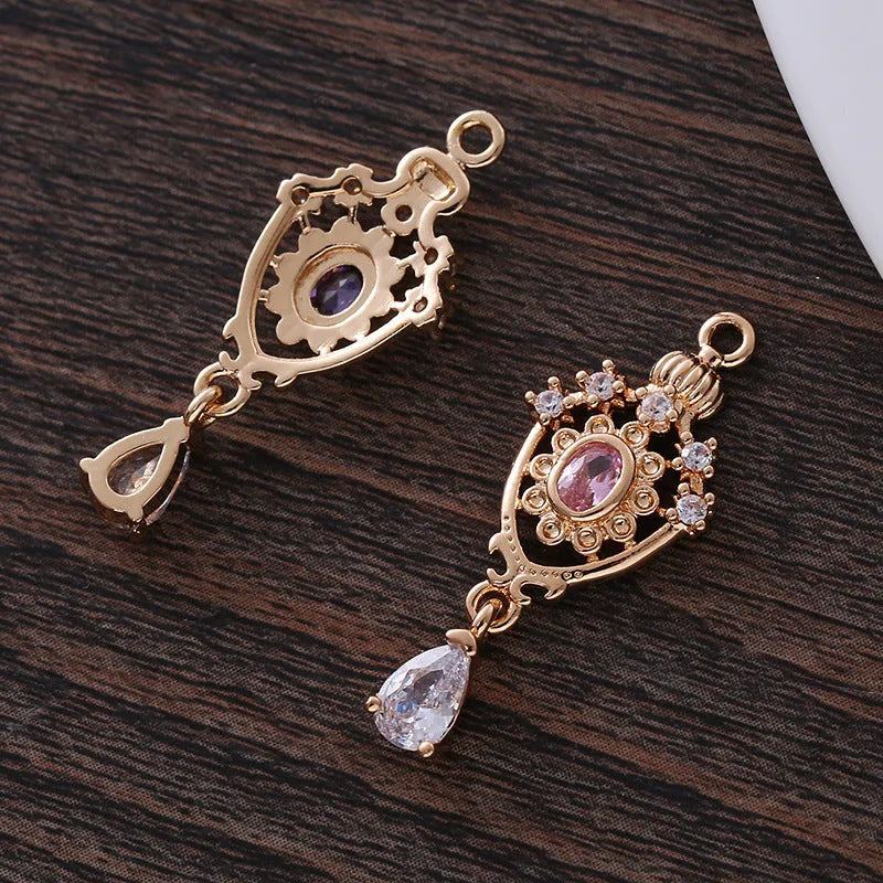 Hollow water drop pendant with crown and zircon design in five colour options