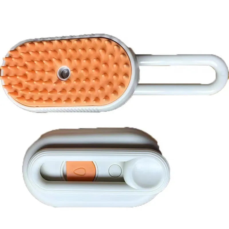 Colourful pet grooming comb with spray attachment in avocado green design