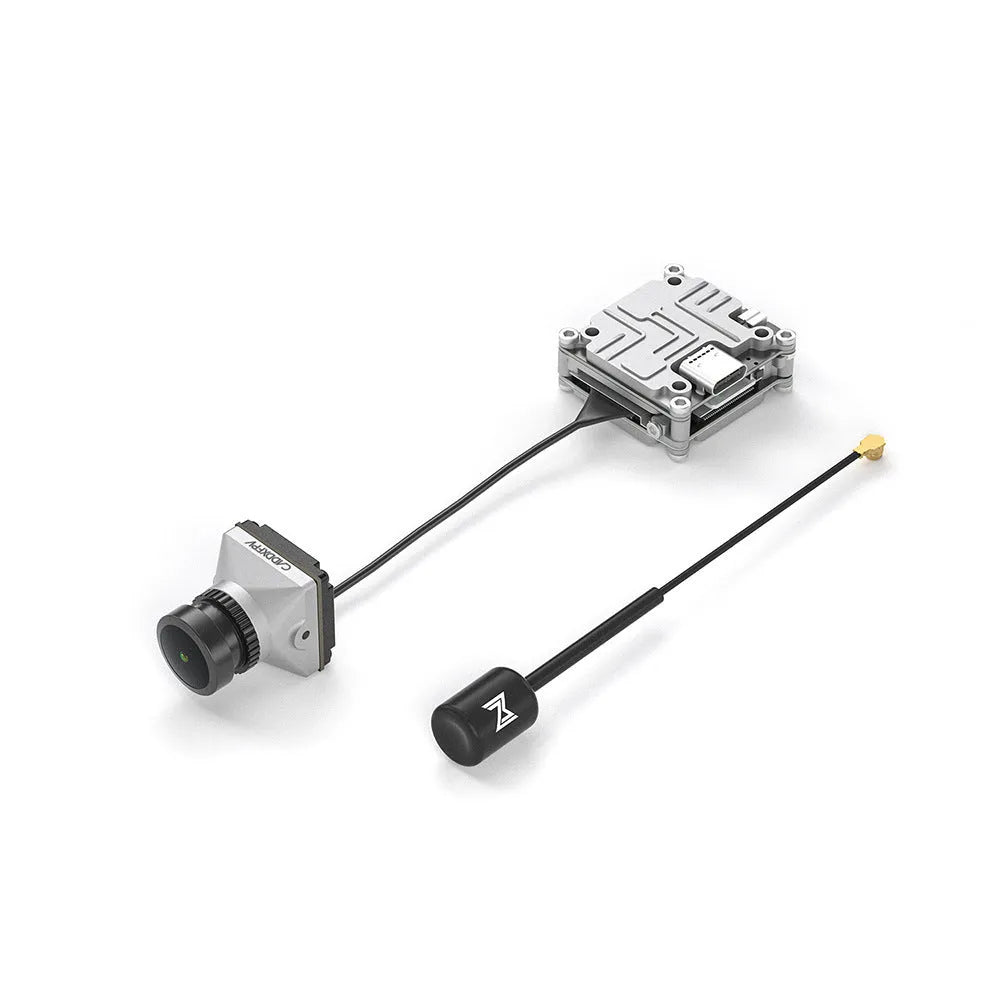 Silver Caddx ADAPTS DJI FPV digital image transmission machine kit with polar vista module, screws, and cables