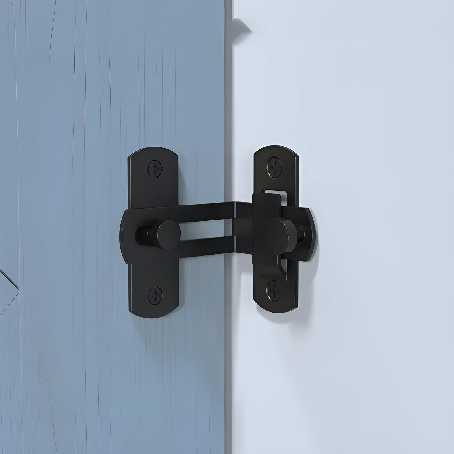 Warehouse sliding door lock with 90-degree hasp in black carbon steel construction