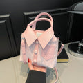 Women's creative messenger bag shirt style PU medium soft square vertical single shoulder strap