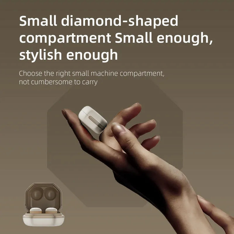 Mini no-pressing Bluetooth headset for side sleeping in milk tea colour with plastic earplug design