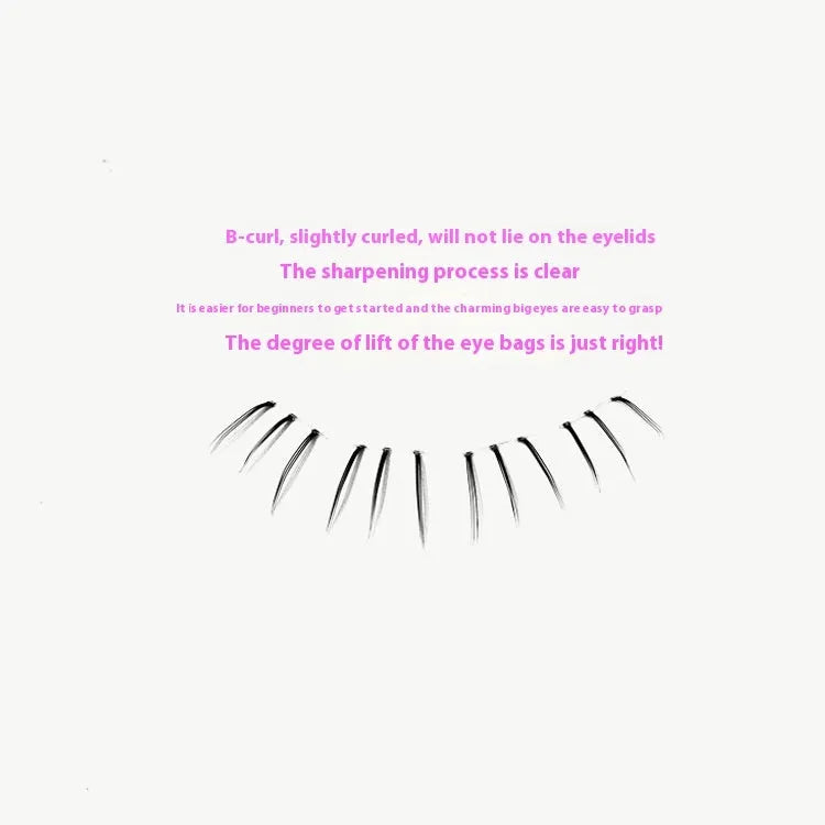12-row strip of false eyelashes in a natural long, pointed tail style measuring 4-5-6mm.