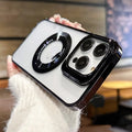 Magnetic mobile phone case for iPhone with MagSafe ring, shown in dark purple colour.