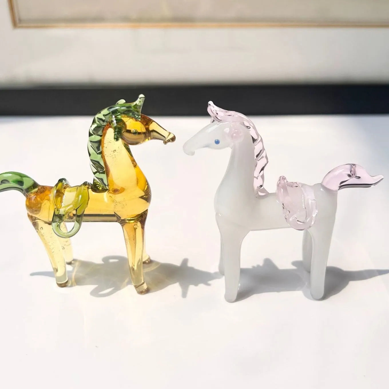 Brown or white glazed ceramic horse figurine office decoration with modern simplicity design