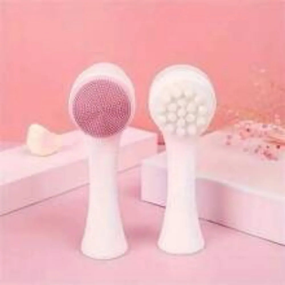 Blue nylon pet paw brush grooming tool for dogs and cats on white background