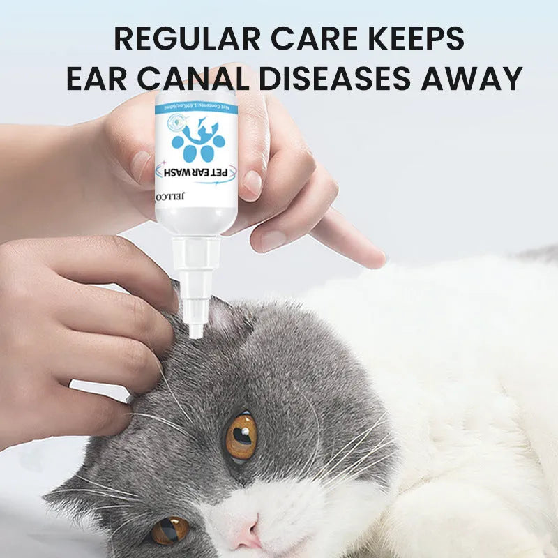 Pet ear drops 60ml English version bottle with dropper for cleaning ears and removing ear mites in dogs and cats