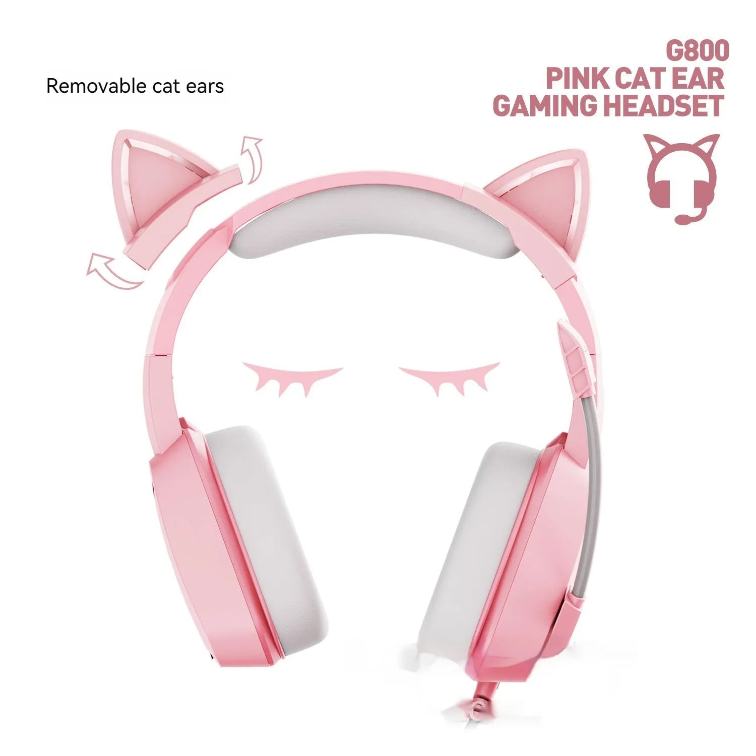 Headworn wired earphones with 50mm driver and line control, pink plextone finish, braided cable, L-shaped 3.5mm plug