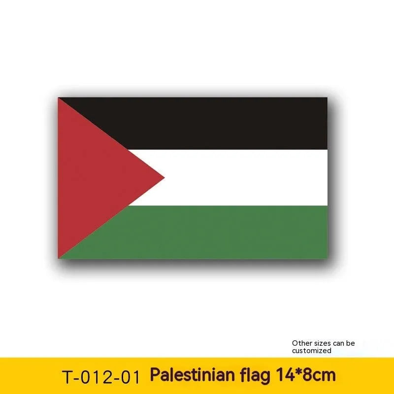 Palestinian flag car decal sticker made from durable PET material for vehicle exterior.