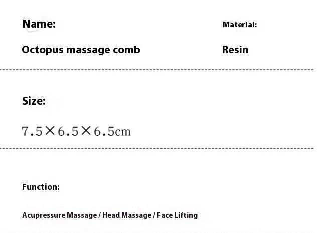 Small pink octopus-shaped periocular massage comb made from natural resin with storage bag